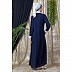 Collared Casual abaya - Navy Blue-White